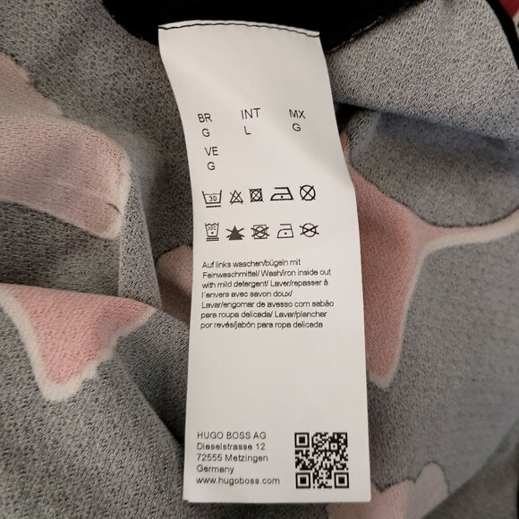 BOSS by Hugo Boss Ginkgo Leaf Print Blouse Black Red Top Size L MSRP $299 - Picture 4 of 7